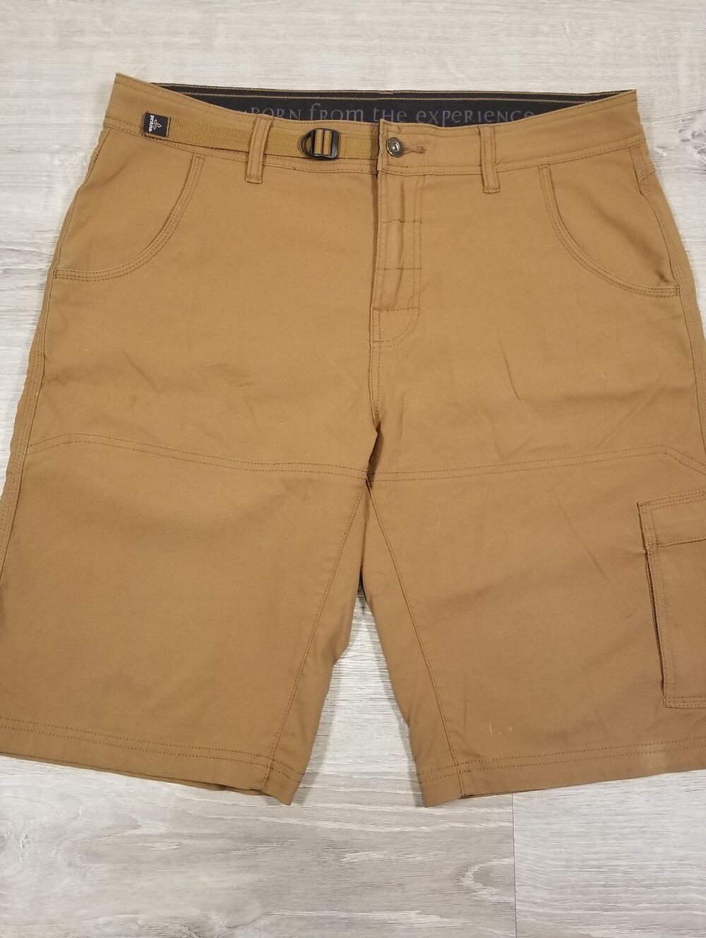 Prana Shorts Mens 34x12 Brown Zion II Stretch Cargo Hiking Camping Belted Hiker